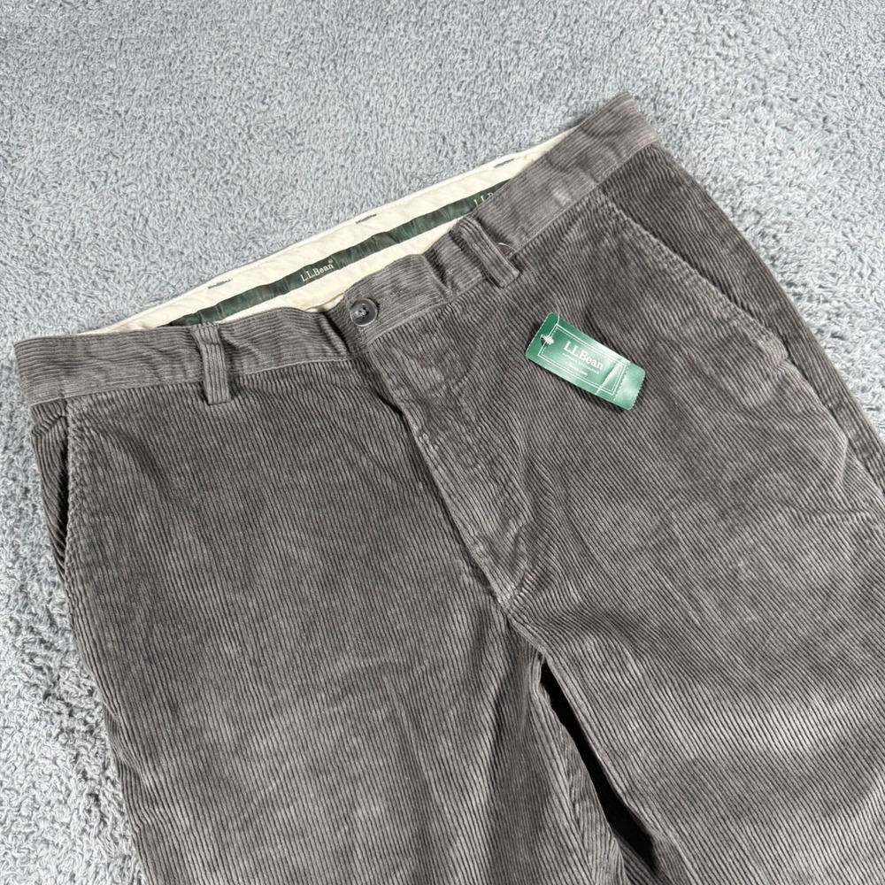 NWT LL Bean Corduroy Pants Mens 34x32 Asphalt Gray Classic Fit Stretch
